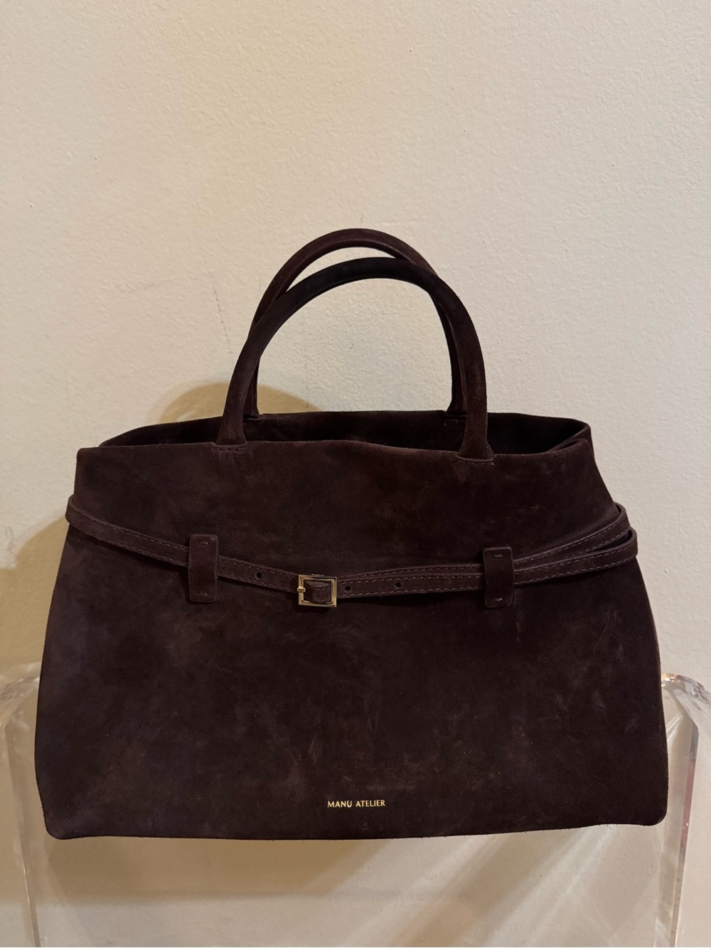 Manu Atelier Le Cambon 35 Deep Brown Suede Leather Bag